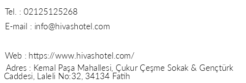 Hotel Hiva telefon numaralar, faks, e-mail, posta adresi ve iletiim bilgileri